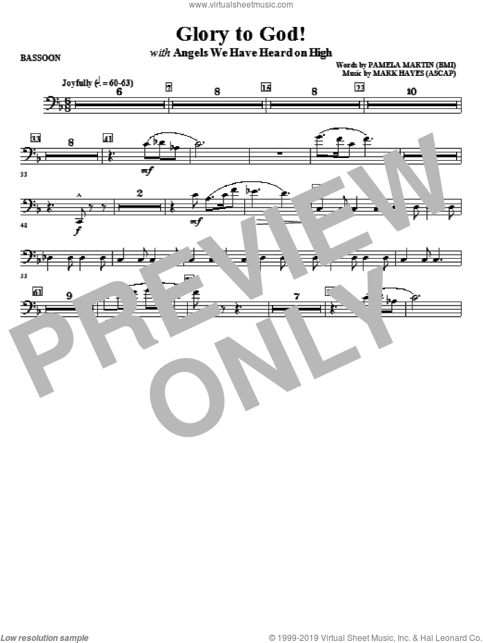 Glory to God! sheet music for orchestra/band (bassoon) by Mark Hayes and Pamela Martin, intermediate skill level