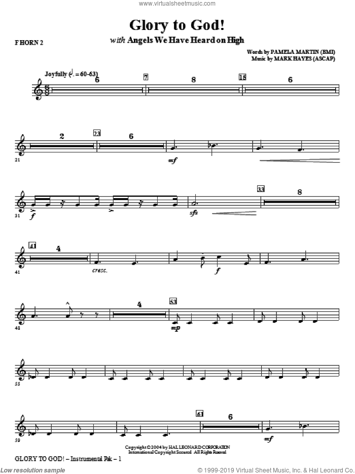 Glory to God! sheet music for orchestra/band (f horn 2) by Mark Hayes and Pamela Martin, intermediate skill level