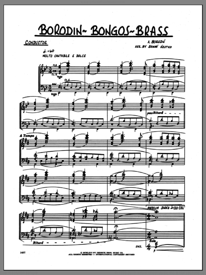 Borodin-Bongos-Brass (COMPLETE) sheet music for jazz band by Sammy Nestico and Alexander Borodin, intermediate skill level
