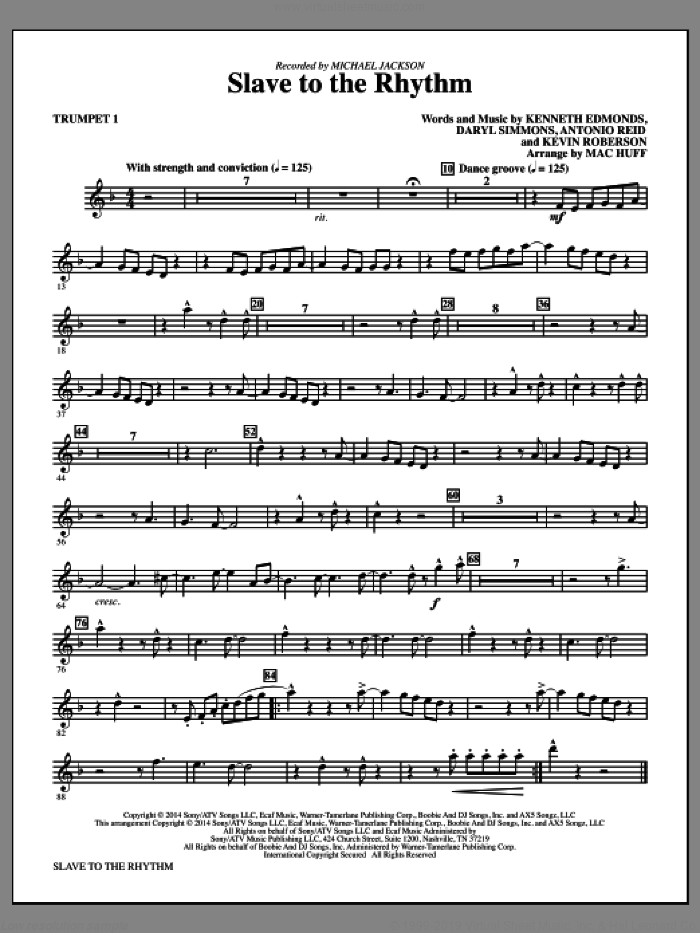 Slave To The Rhythm (complete set of parts) sheet music for orchestra/band by Mac Huff, Antonio Reid, Daryl Simmons, Kenneth Edmonds, Kevin Roberson and Michael Jackson, intermediate skill level
