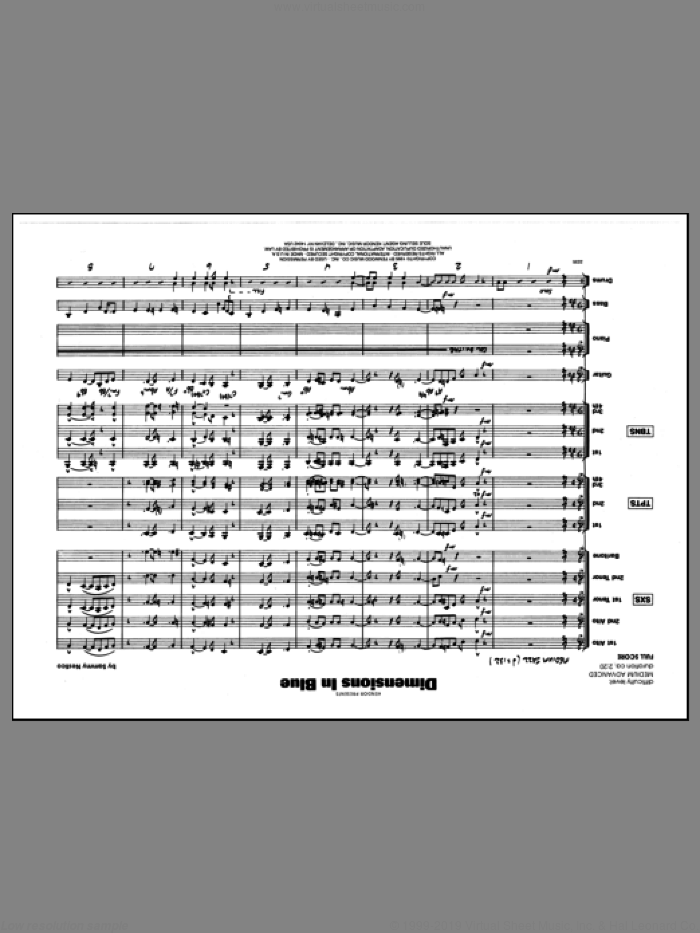 Dimensions In Blue (COMPLETE) sheet music for jazz band by Sammy Nestico, intermediate skill level