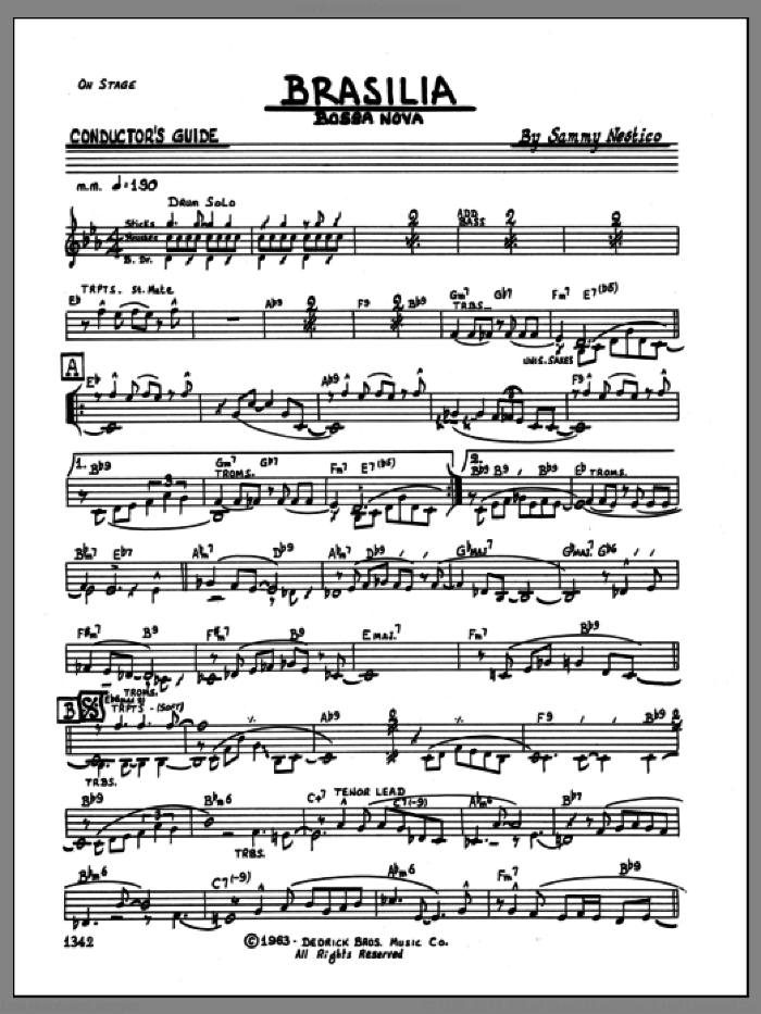 Brasilia (COMPLETE) sheet music for jazz band by Sammy Nestico and Houston, intermediate skill level