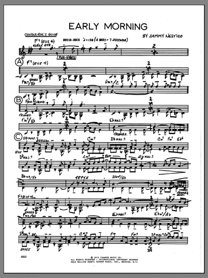 Early Morning (COMPLETE) sheet music for jazz band by Sammy Nestico, intermediate skill level