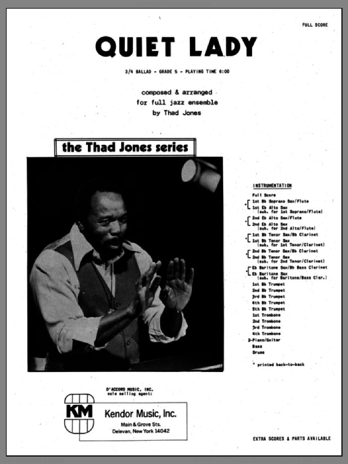 Quiet Lady (COMPLETE) sheet music for jazz band by Thad Jones, intermediate skill level