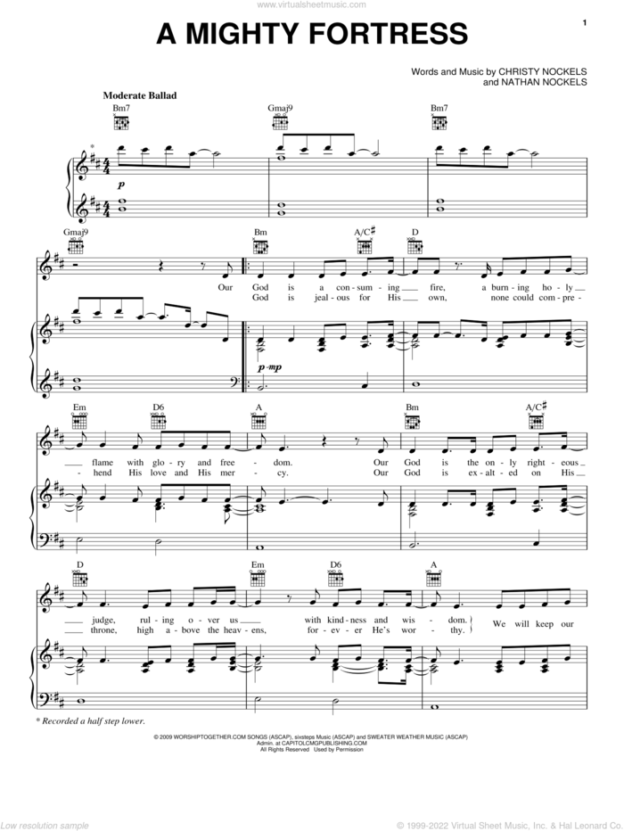 A Mighty Fortress sheet music for voice, piano or guitar by Passion, Christy Nockels and Nathan Nockels, intermediate skill level