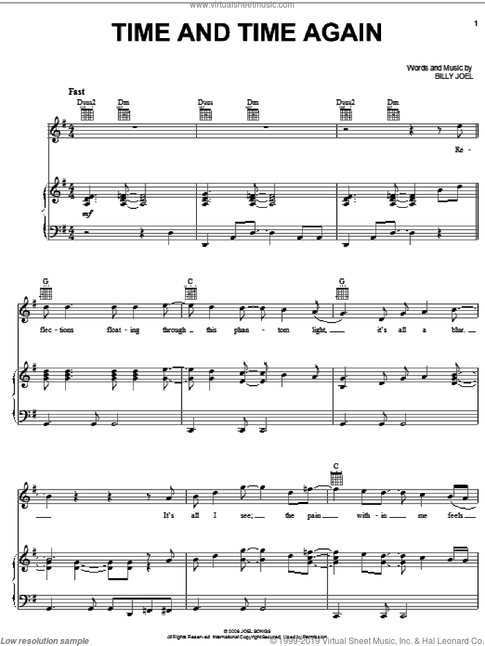 Time And Time Again sheet music for voice, piano or guitar by Billy Joel, intermediate skill level
