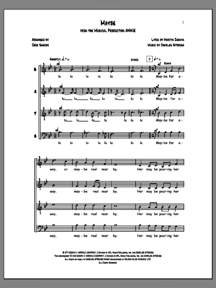 Maybe (from Annie) (arr. Deke Sharon) sheet music for choir (SATB: soprano, alto, tenor, bass) by Deke Sharon, Anne Raugh, Charles Strouse and MartinChamin, intermediate skill level