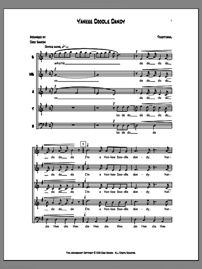 Yankee Doodle sheet music for choir (SSATB) by Deke Sharon, Anne Raugh and Miscellaneous, intermediate skill level