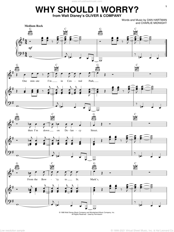 Why Should I Worry? sheet music for voice, piano or guitar by Billy Joel, Charlie Midnight and Dan Hartman, intermediate skill level