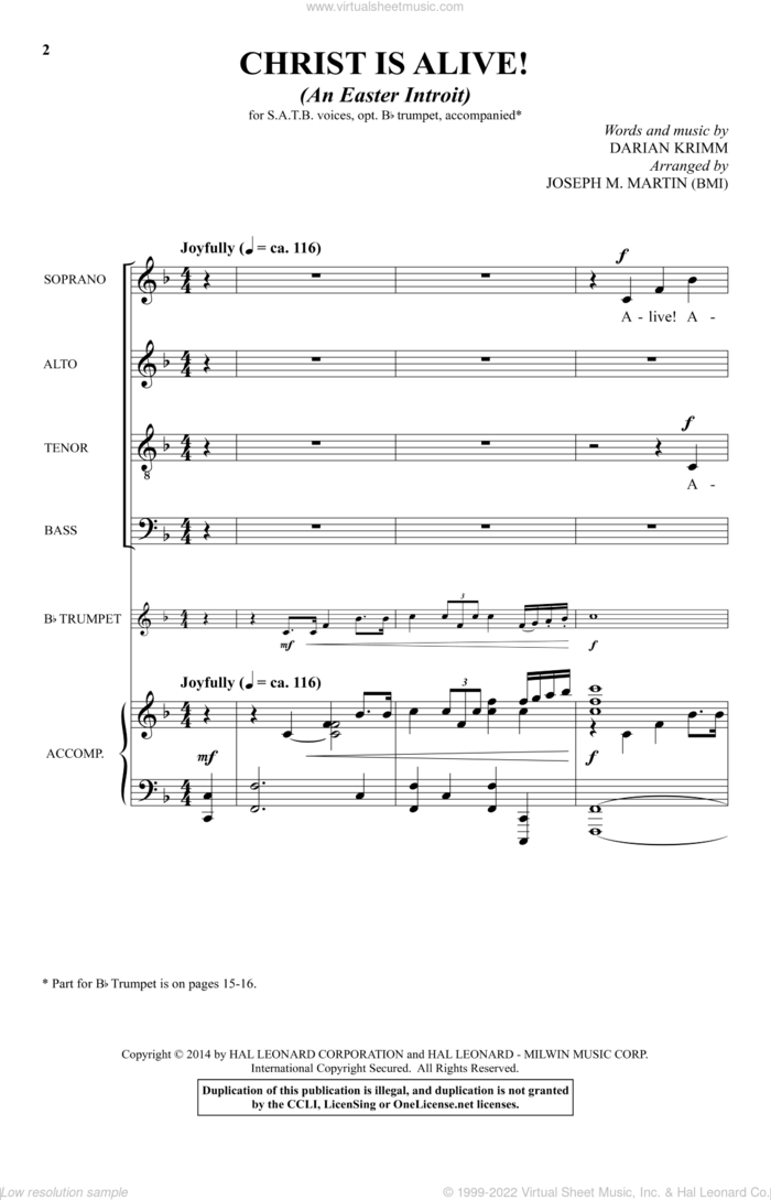 Christ Is Alive! (An Easter Introit) sheet music for choir by Darian Krimm, Joseph M. Martin and Jon Paige (arr.), intermediate skill level