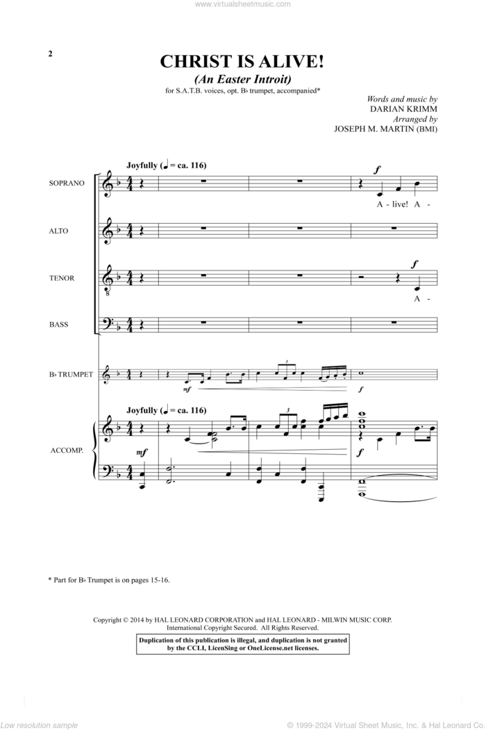 Christ Is Alive! (An Easter Introit) sheet music for choir by Darian Krimm, Joseph M. Martin and Jon Paige (arr.), intermediate skill level