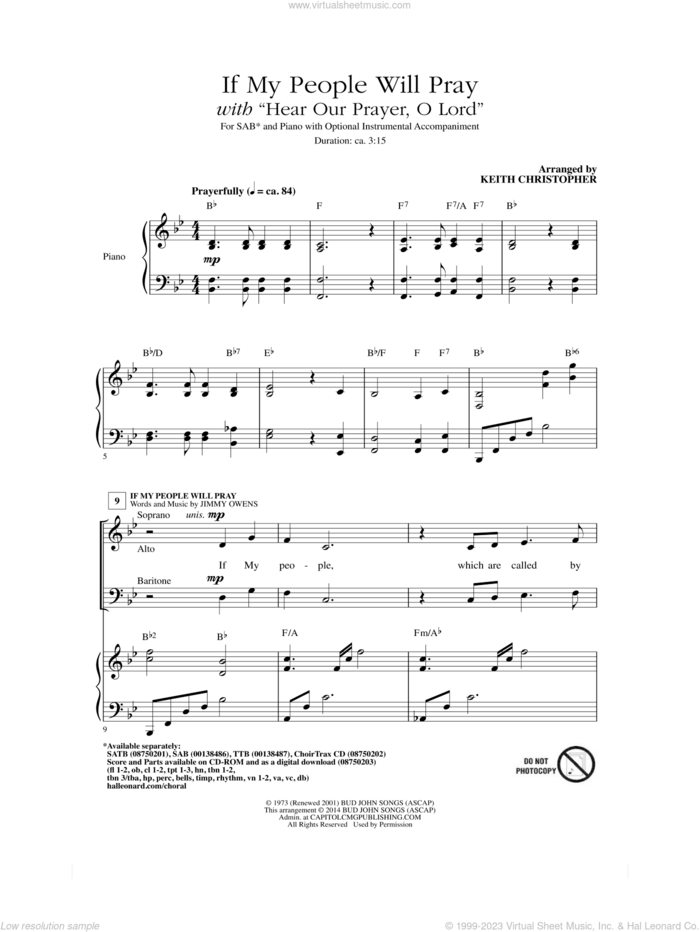Hear Our Prayer, O Lord sheet music for choir (SAB: soprano, alto, bass) by Keith Christopher, Ginny Owens and George Whelpton, intermediate skill level