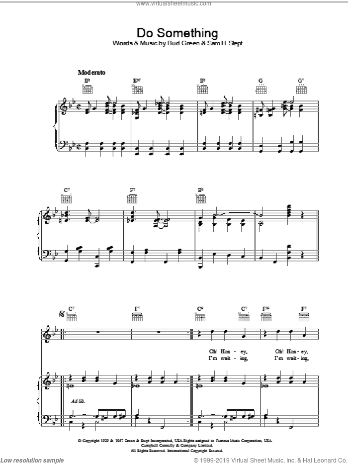 Do Something sheet music for voice, piano or guitar by Bud Green and Sam H. Stept, intermediate skill level