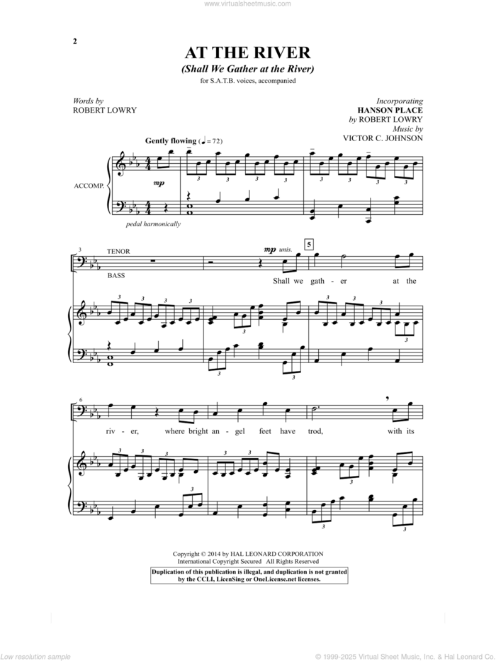 At The River (Shall We Gather At The River) sheet music for choir (SATB: soprano, alto, tenor, bass) by Victor Johnson and Robert Lowry, intermediate skill level