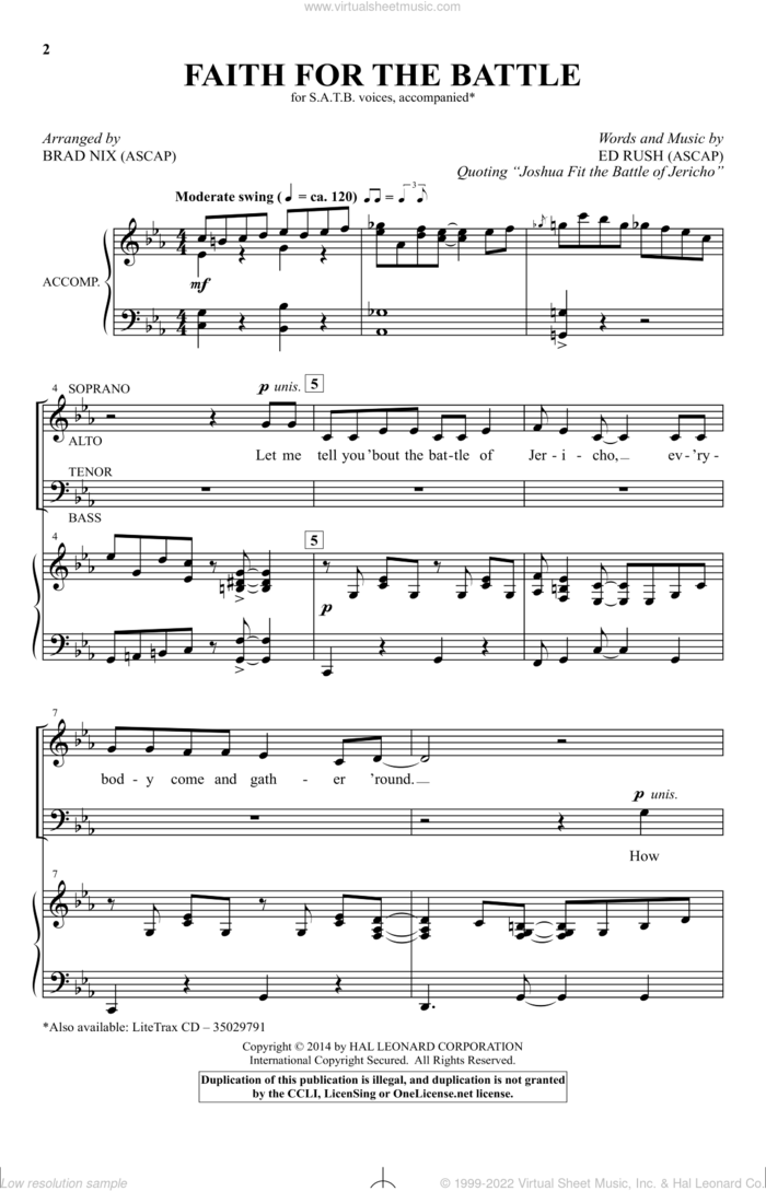 Faith For The Battle sheet music for choir (SATB: soprano, alto, tenor, bass) by Ed Rush and Brad Nix, intermediate skill level