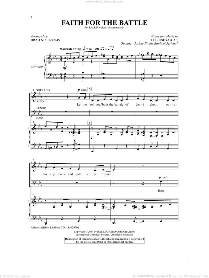 Faith For The Battle sheet music for choir (SATB: soprano, alto, tenor, bass) by Ed Rush and Brad Nix, intermediate skill level