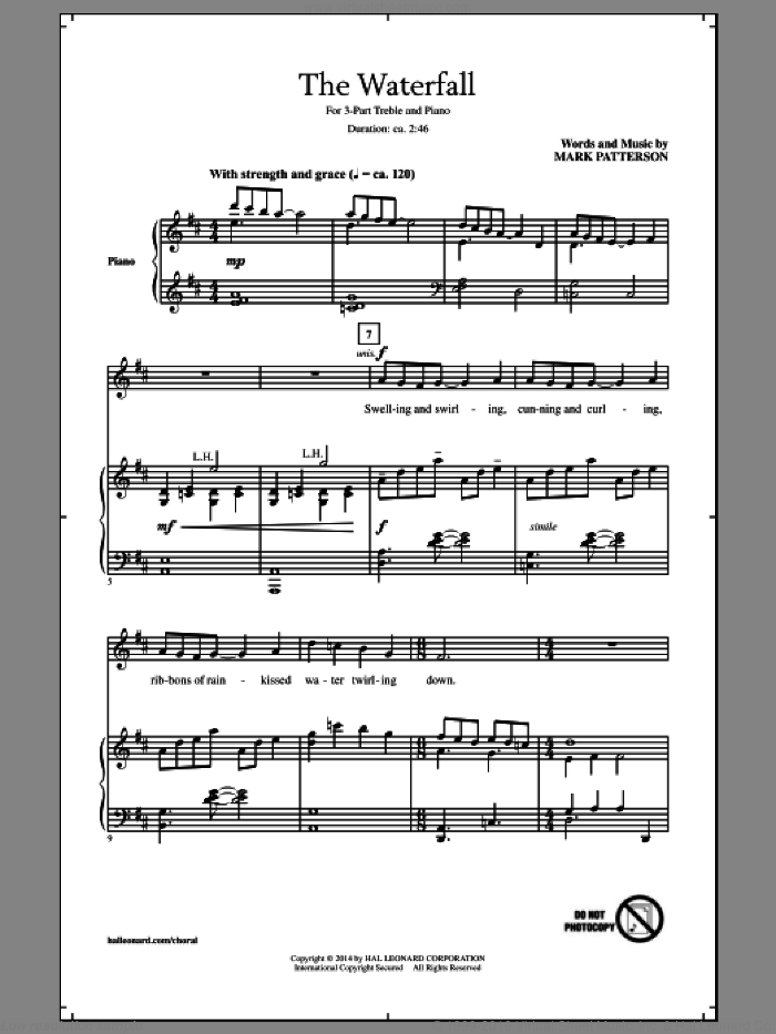The Waterfall sheet music for choir (3-Part Treble) by Mark Patterson, intermediate skill level