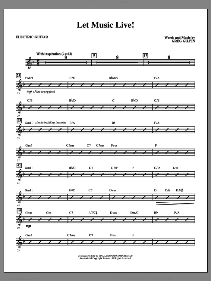 Let Music Live (complete set of parts) sheet music for orchestra/band by Greg Gilpin, intermediate skill level