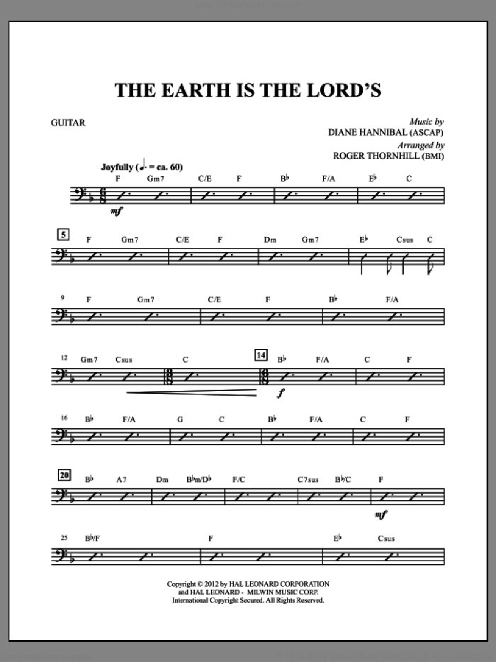 The Earth Is the Lord's (complete set of parts) sheet music for orchestra/band by Roger Thornhill, Diane Hannibal and Wes Hannibal, intermediate skill level