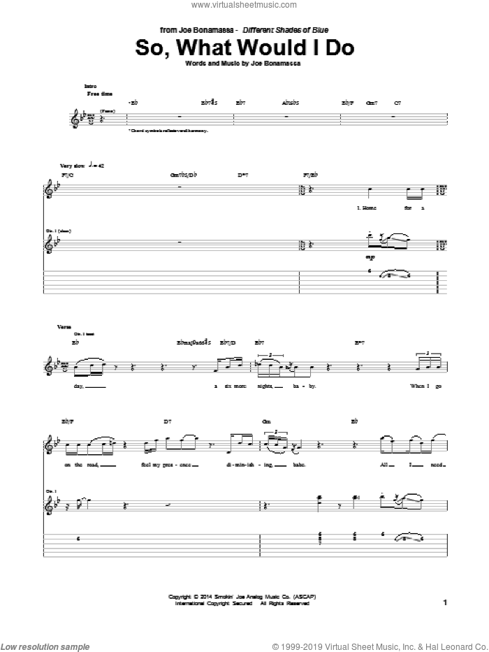 So, What Would I Do sheet music for guitar (tablature) by Joe Bonamassa, intermediate skill level