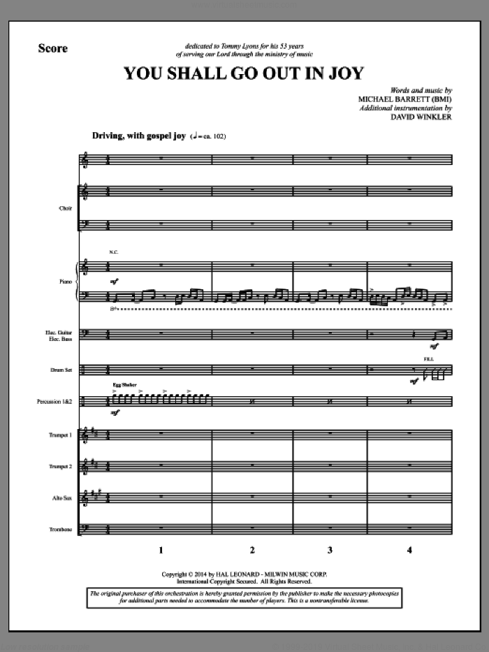 You Shall Go Out in Joy (COMPLETE) sheet music for orchestra/band by Michael Barrett, intermediate skill level