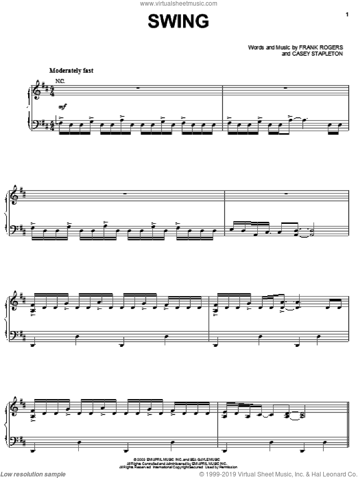 Swing sheet music for voice, piano or guitar by Trace Adkins, Casey Stapleton and Frank Rogers, intermediate skill level