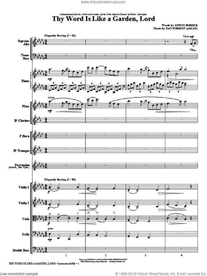 Thy Word Is Like A Garden, Lord (complete set of parts) sheet music for orchestra/band (Orchestra) by Dan Forrest and Edwin Hodder, intermediate skill level