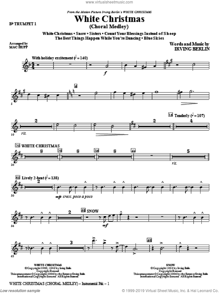 White Christmas (Choral Medley) (complete set of parts) sheet music for orchestra/band by Irving Berlin and Mac Huff, intermediate skill level