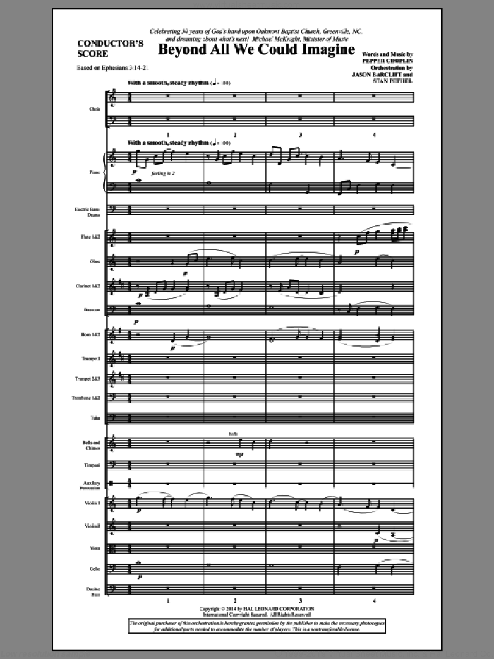Beyond All We Could Imagine (COMPLETE) sheet music for orchestra/band by Pepper Choplin, intermediate skill level