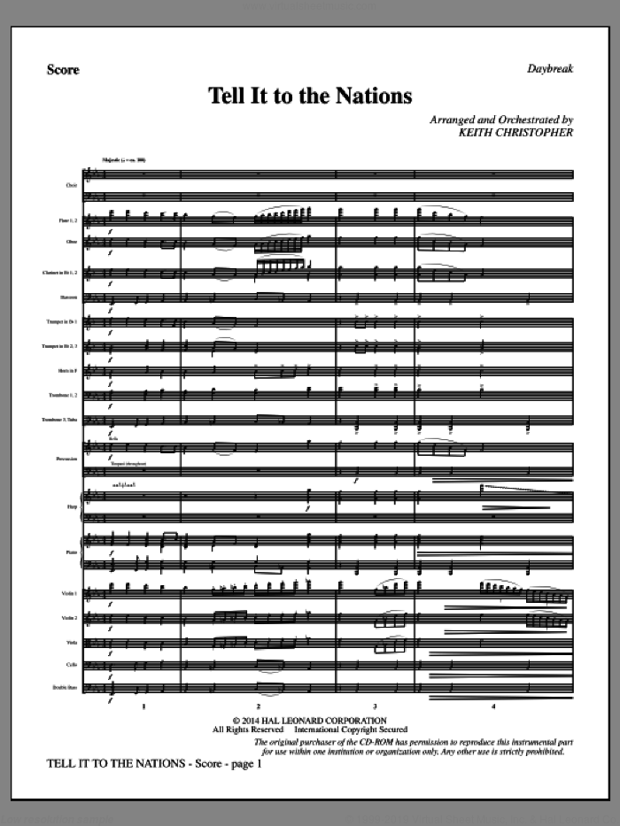 Tell It to the Nations (COMPLETE) sheet music for orchestra/band by Keith Christopher, A. Catherine Hankey and William G. Fischer, intermediate skill level