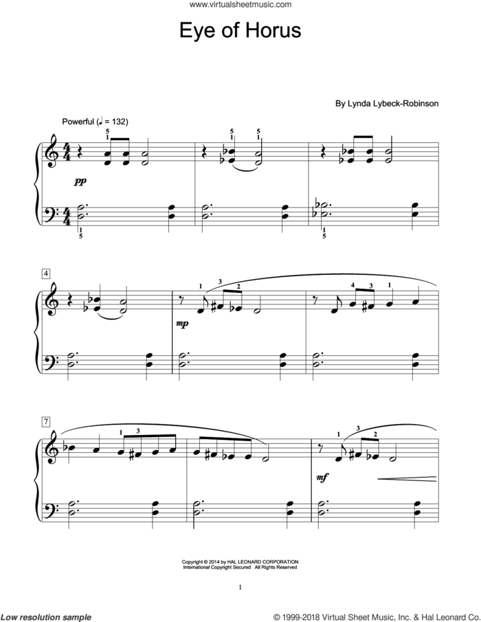 Eye Of Horus sheet music for piano solo (elementary) by Lynda Lybeck-Robinson, beginner piano (elementary)