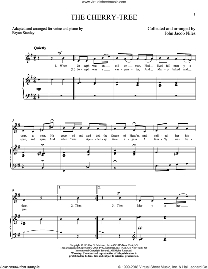 The Cherry-Tree sheet music for voice and piano (High Voice) by John Jacob Niles, intermediate skill level