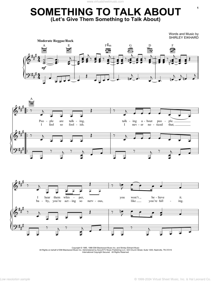 Something To Talk About (Let's Give Them Something To Talk About) sheet music for voice, piano or guitar by Bonnie Raitt and Shirley Eikhard, intermediate skill level