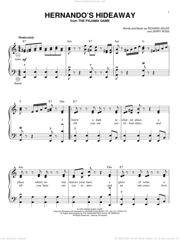 Hernando's Hideaway (arr. Gary Meisner) sheet music for accordion by Richard Adler, Gary Meisner and Jerry Ross, intermediate skill level