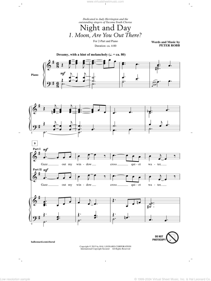 Night And Day sheet music for choir (2-Part) by Peter Robb, intermediate duet