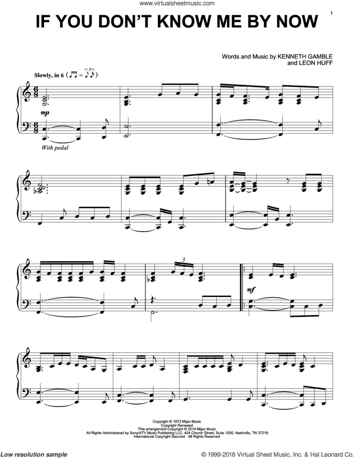 If You Don't Know Me By Now sheet music for piano solo by Simply Red, Manuel Seal, Kenneth Gamble and Leon Huff, intermediate skill level