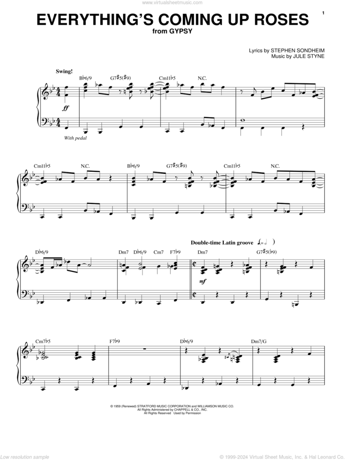 Everything's Coming Up Roses sheet music for voice and piano by Stephen Sondheim and Jule Styne, intermediate skill level