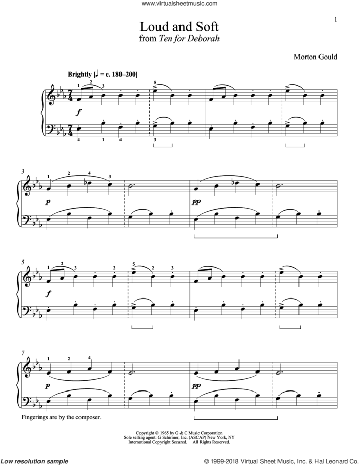 Loud And Soft sheet music for piano solo by Morton Gould and Richard Walters, classical score, intermediate skill level