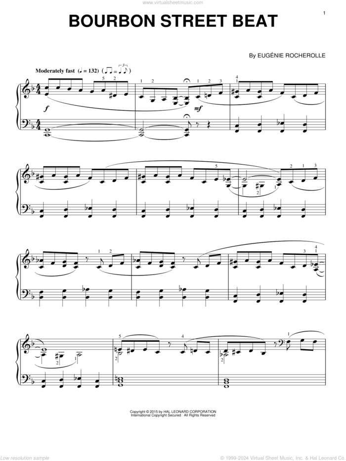 Bourbon Street Beat sheet music for piano solo by Eugenie Rocherolle, intermediate skill level