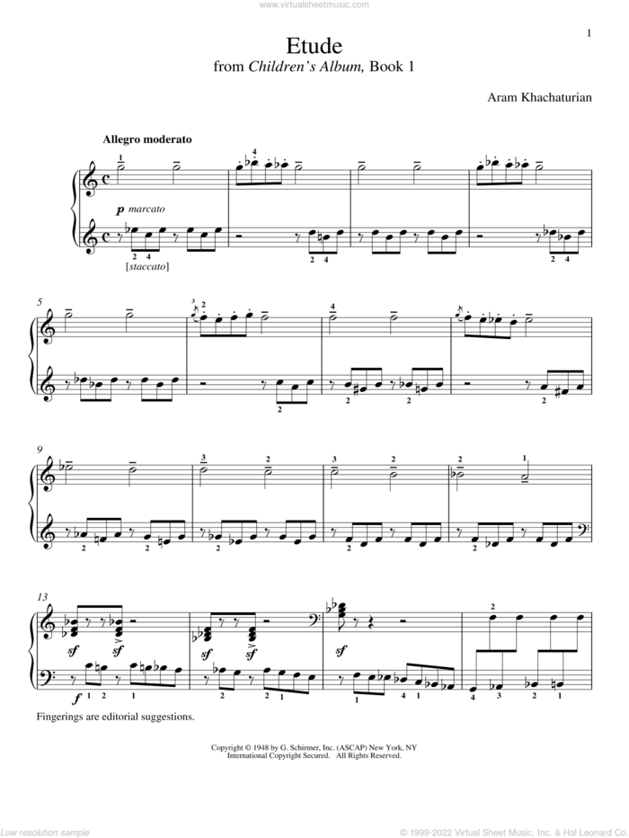 Ivan Is Very Busy sheet music for piano solo by Aram Khachaturian and Richard Walters, classical score, intermediate skill level