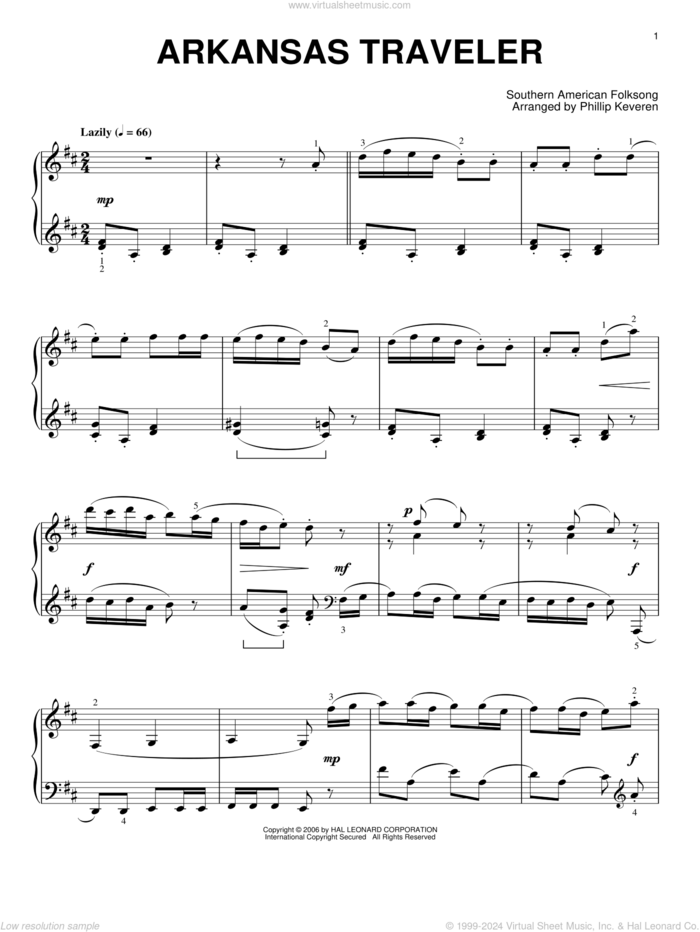 Arkansas Traveler (arr. Phillip Keveren) sheet music for piano solo  and Phillip Keveren, intermediate skill level