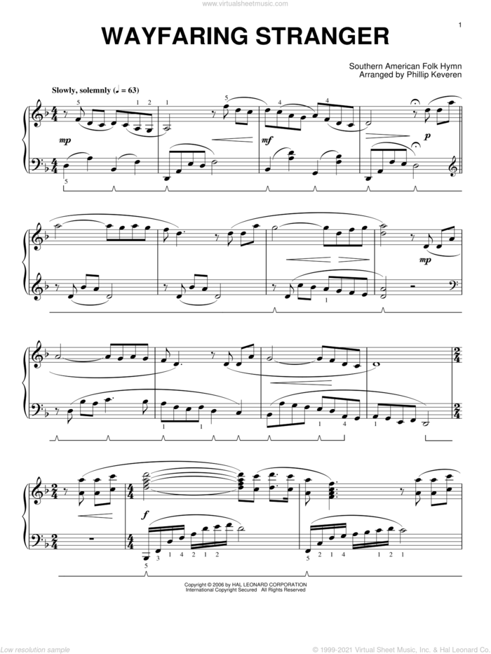 Wayfaring Stranger (arr. Phillip Keveren) sheet music for piano solo  and Phillip Keveren, intermediate skill level