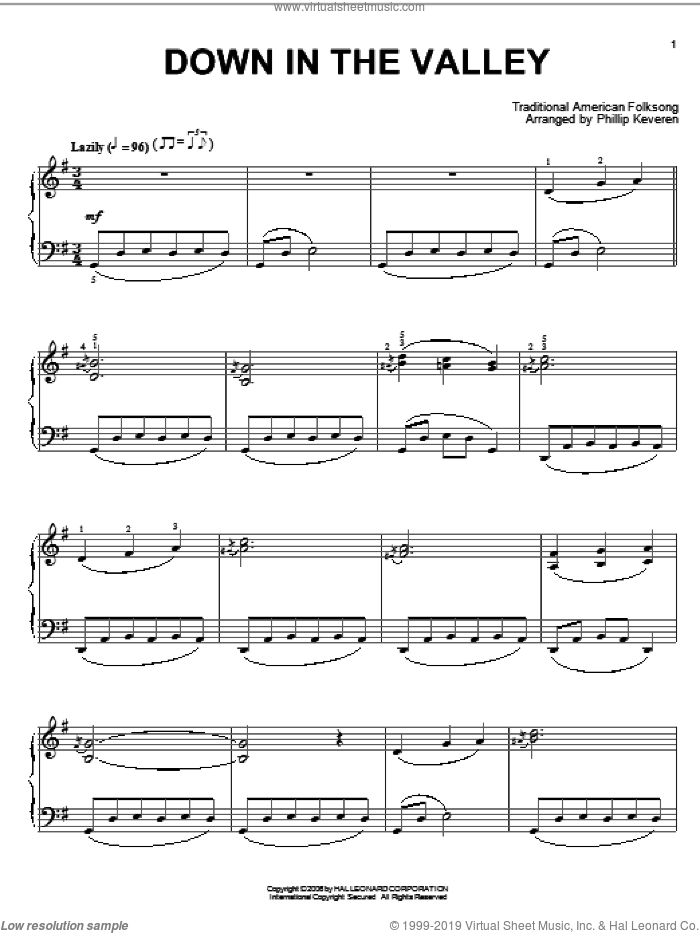 Down In The Valley (arr. Phillip Keveren) sheet music for piano solo  and Phillip Keveren, intermediate skill level