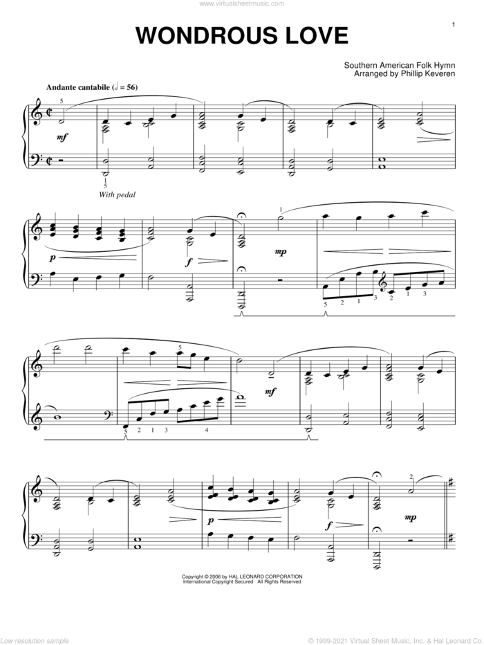 Wondrous Love (arr. Phillip Keveren) sheet music for piano solo  and Phillip Keveren, intermediate skill level