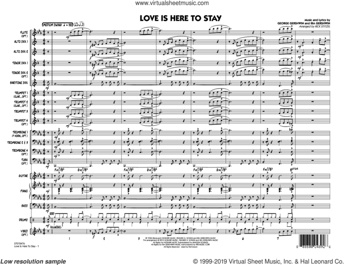 Love Is Here To Stay (COMPLETE) sheet music for jazz band by George Gershwin, Ira Gershwin and Rick Stitzel, intermediate skill level