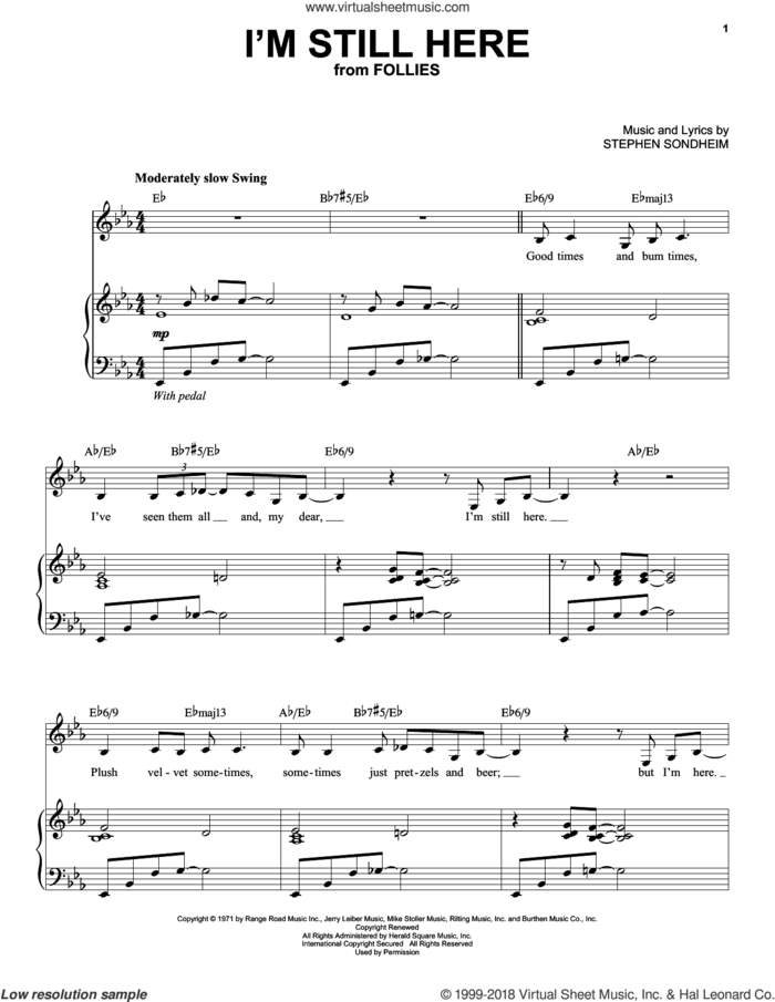 I'm Still Here sheet music for voice and piano by Stephen Sondheim, intermediate skill level
