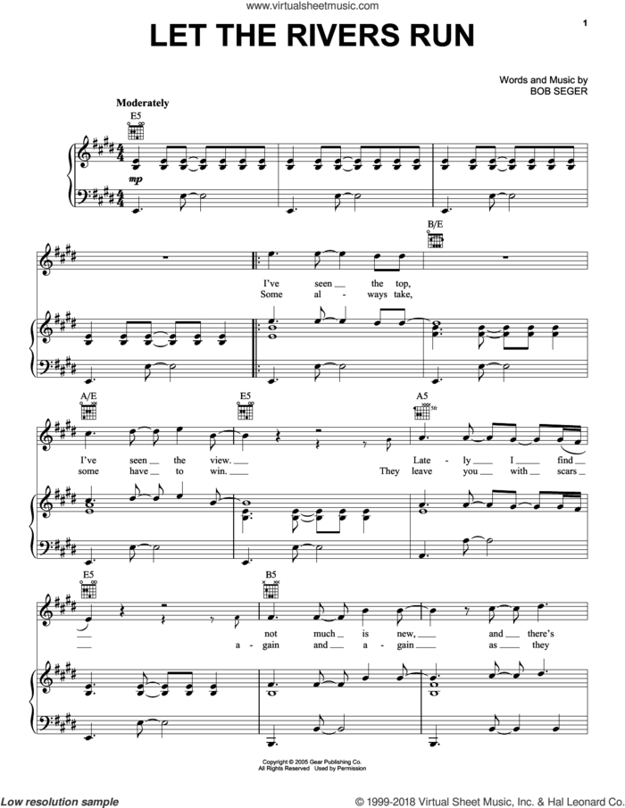 Let The Rivers Run sheet music for voice, piano or guitar by Bob Seger, intermediate skill level