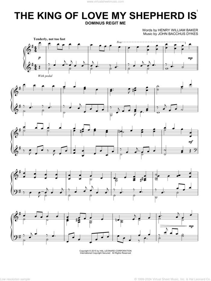 The King Of Love My Shepherd Is, (intermediate) sheet music for piano solo by Henry Williams Baker and Miscellaneous, intermediate skill level