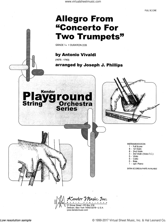 Allegro From 'Concerto For Two Trumpets' (COMPLETE) sheet music for orchestra by Antonio Vivaldi and Joseph J. Phillips, intermediate skill level