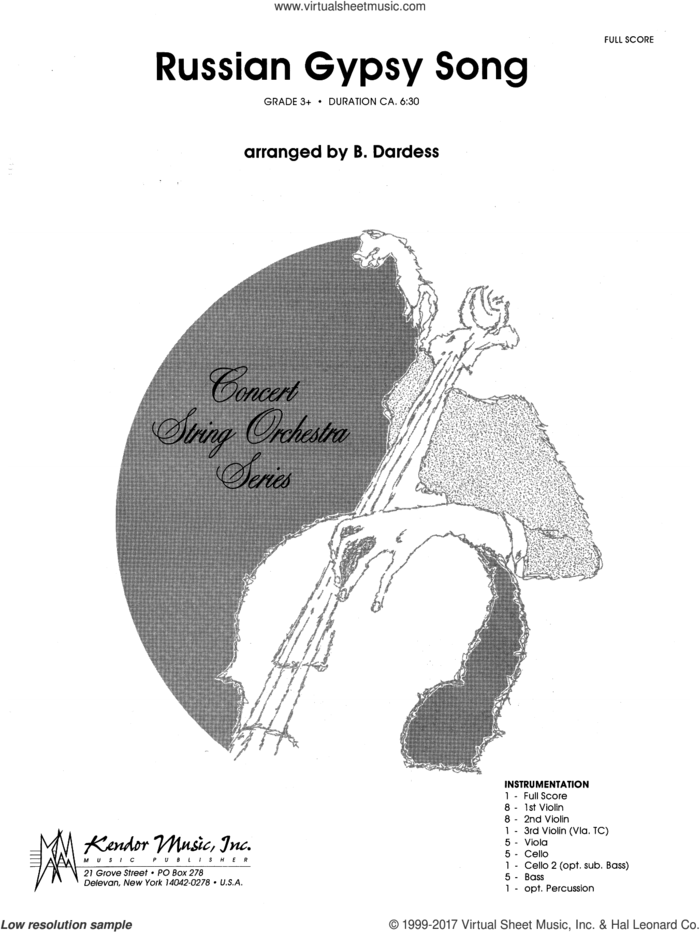 Russian Gypsy Song (COMPLETE) sheet music for orchestra by Betty Dardess, intermediate skill level